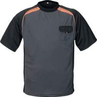 T-shirt size XXL dark grey/black/orange 50%PES/50%CoolDry with chest pocket
