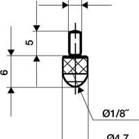 Measuring insert D.3mm L.6mm ball Ku. M2.5 thread for dial gauges