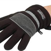 Gloves fleece size XXL black/grey 100% PES waterproof with Thinsulate, 1 pair