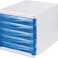 Storage box 5 drawers light grey/blue transparent Ku. H245xW265xD340mm HELIT