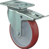 Swivel castor with total lock D.150mm Trgf.150kg PUR wheel plate 135x110mm