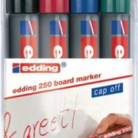 Board marker EDDING 250 case with 4 colors sw./red/blue/green circular line width 1.5-3 mm