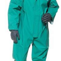 Protective overall XXL green Decontex P100 PVC with hood CHILD type 5/6