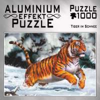 Aluminum effect puzzle Tiger in the snow 1000 pieces