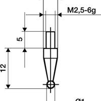 Measuring insert D.1mm ball steel thread M2.5 for dial gauges