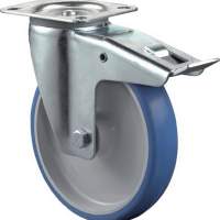 Swivel castor with total lock D.100mm Trgf.125kg PUR wheel plate 104x80mm