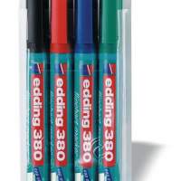 Flipchart marker 380/4 S case with 4 colors black/red/blue/green EDDING bullet tip