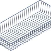 Wire basket, height 120mm, width 800mm, depth 350mm, white aluminum with 2 supports