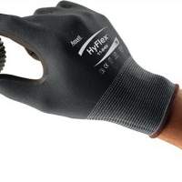 Gloves EN388 Kat.II HyFlex 11-840 size 9 nylon with nitrile foam black, 12 pairs