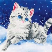 Diamond Dotz Cat in Snow 14" x 11".