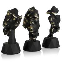 Perfekto24 Skulpturen 3er Set - Skulptur-Deko - Skulpturen in Schwarz - Statuen Set - auch als Geschenkidee geeignet